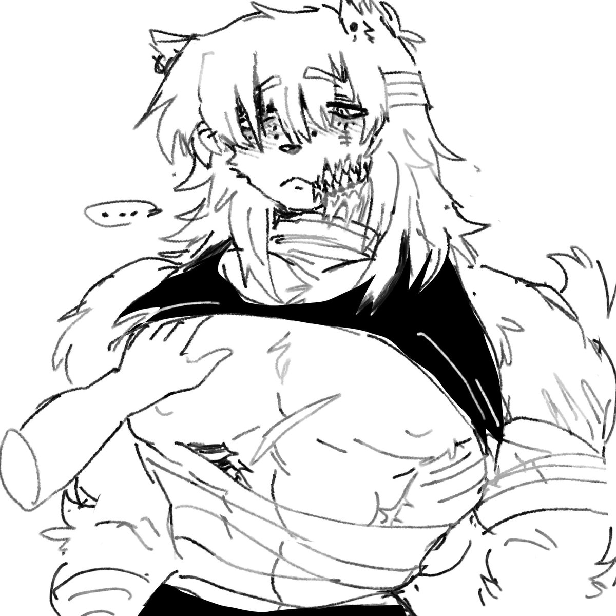 cclownteeth's tweet image. quick doodle of miles. i gave him more muscle