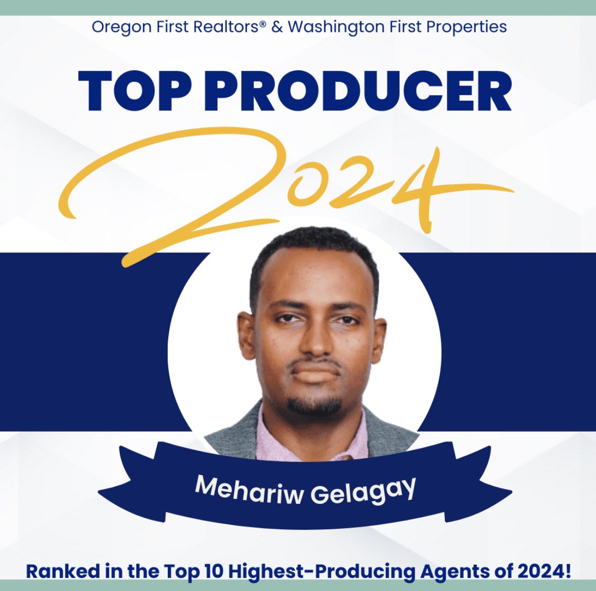 BMehariw's tweet photo. I’m thrilled to announce that I’ve ranked among the top 10 real estate producers for 2024! https://t.co/OAMf6aIubR