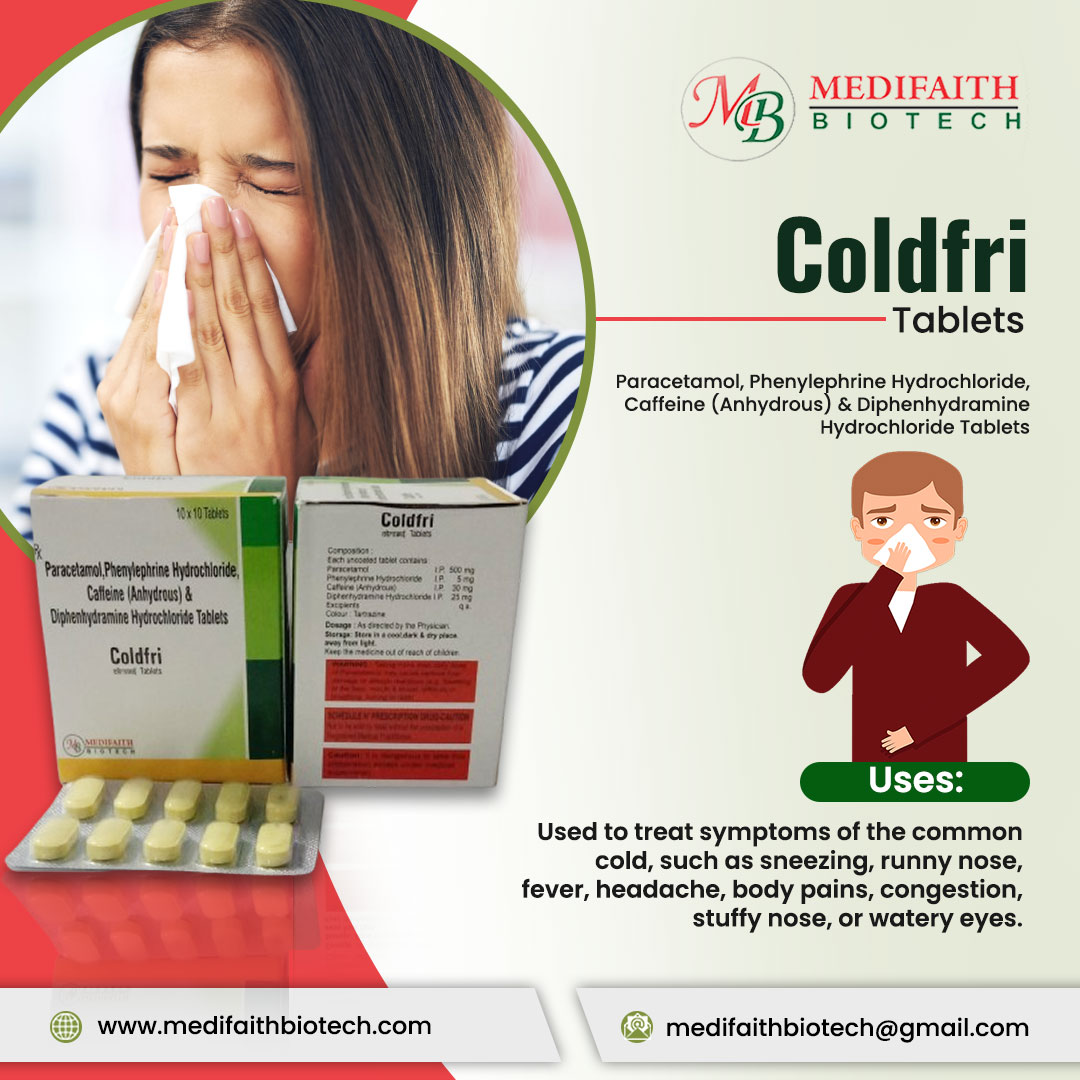 medifaith's tweet photo. ❄Stay Cold-Free with Coldfri Tablets! 💊✨ By Medifaith Biotech

✅ Fast Relief from Cold &amp; Flu 
✅ Effective for Cough &amp; Congestion
✅ Trusted Quality &amp; Formulation

👉:- https://t.co/Dbb2dPFyOk

#ColdfriTablets #MedifaithBiotech #ColdRelief #StayHealthy #PharmaCare https://t.co/Oi9erGMVls