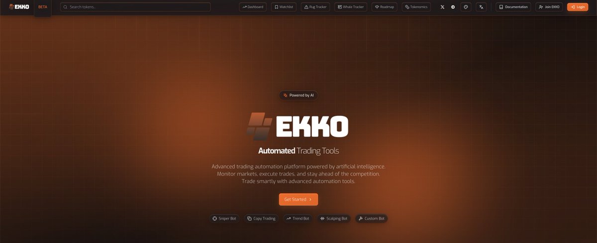 buying $EKKO <a href="/EKKOPlatform/">EKKO.Trade</a> 
Competitor to Photon / Neo X.
#EKKO is designed as a hub that offers tools like 
sniper bot
token sniper
rug checker
Whale tracker
real-time insights and extremely valuable AI/Automation trading features.

Ca: