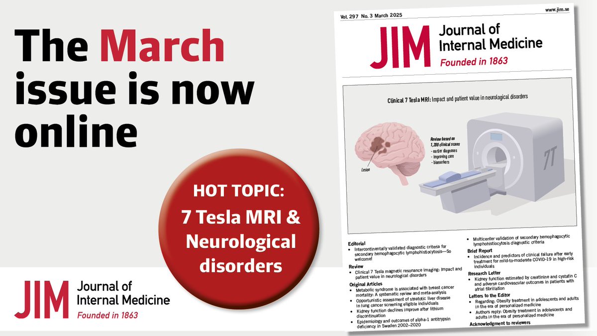 The March issue is now online!

👉 Read our latest articles!

🔗onlinelibrary.wiley.com/toc/13652796/2…

#sHLH #MRI #metabolicsyndrome #BreastCancer #liverdisease #lungcancer #Lithium #AATD #COVID #atrialfibrillation #obesity #personalizedmedicine