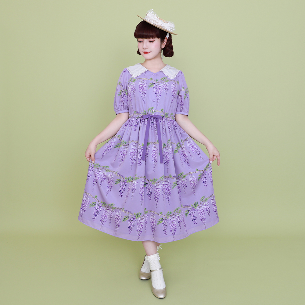 ⚡️本日締切⚡️お忘れなく❣️ 💜藤の花セーラーカラーワンピース