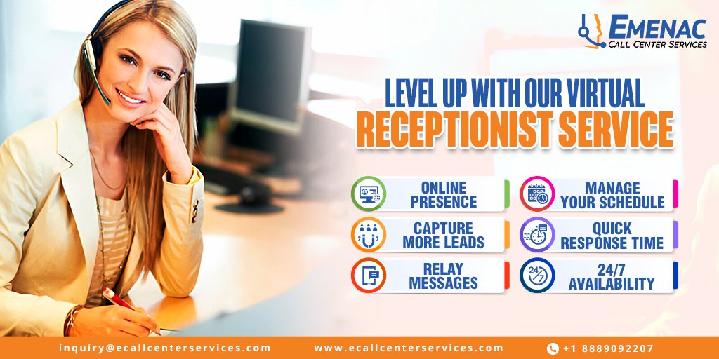 EmenacCCS's tweet image. Transform your business with our Virtual Receptionist Service! 🌟 Get more leads, respond faster, and stay organized anytime, anywhere.📲✨

🌐 shorturl.at/KGYGB

#ECallCenterServices #virtualreception #callcenter #need #customersupport #quickresponse #receptionistservices
