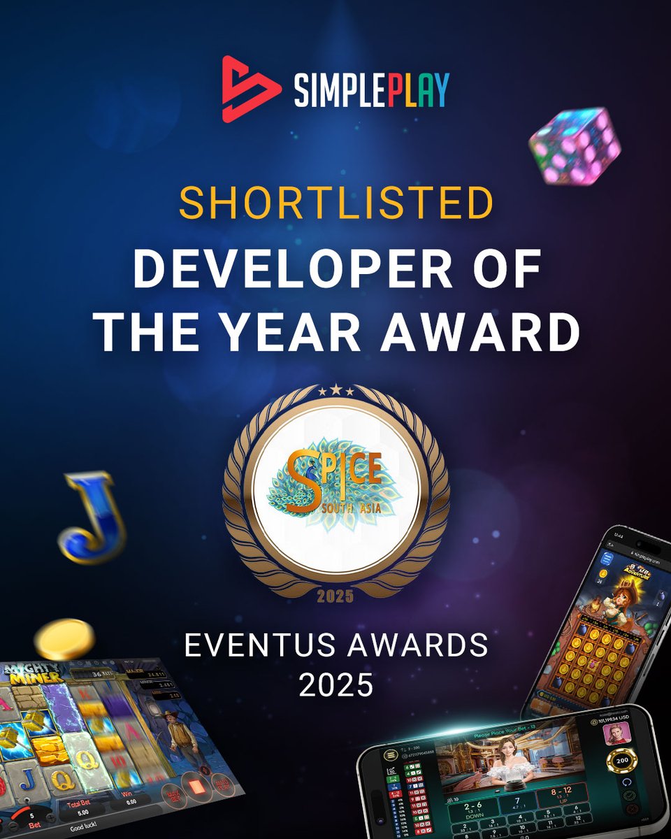simpleplaycom's tweet image. 💥 #SimplePlay has been shortlisted for the #DeveloperOfTheYear Award at the #SPiCESouthAsia #EventusAwards2025!

Huge thanks to our team and supporters! Excited to keep delivering innovative gaming experiences! ✨

#SlotGames #FishingGames #TableGames