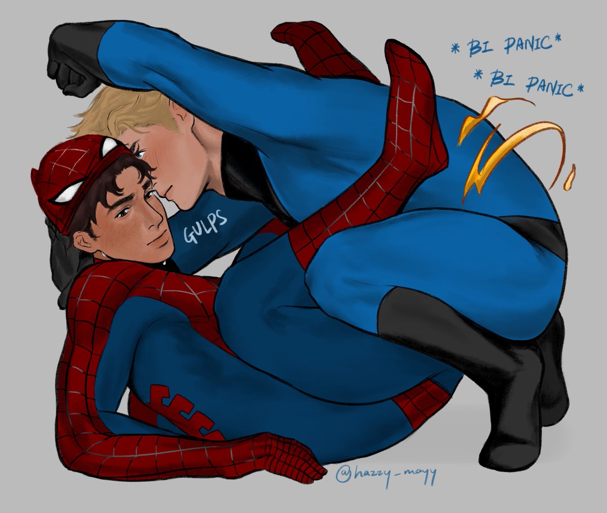 hazzy_mayy's tweet image. Slight regret not swapping their positions😔😔 #spideytorch