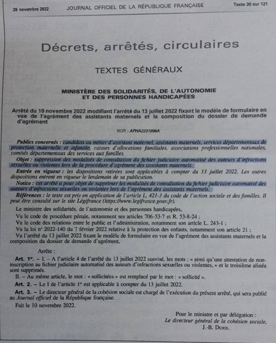 Plus besoin d'attester que l'on est vierge de casier judiciaire en matière de délit sexuel quand on postule à un poste à l' ASE ou  d'assistant maternel !!

Même les normies vont faire des cauchemars.