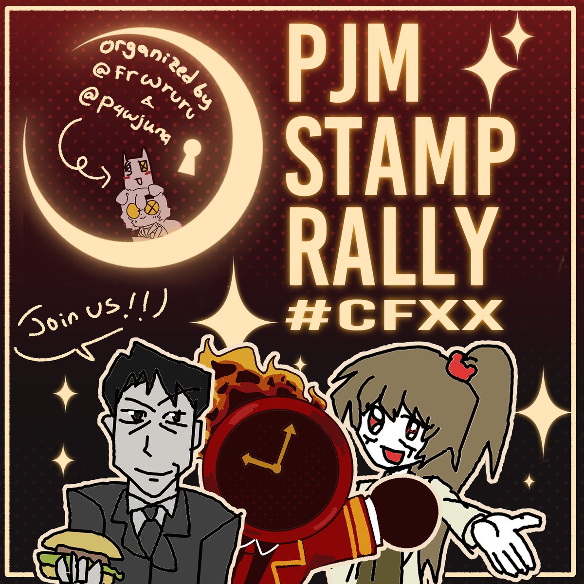frwruru's tweet photo. — #CFXX PROJECT MOON STAMP RALLY —

Hello fans Project Moon seantero jaya! Kami, @frwruru dan @p4wjuna, akan membuka stamp rally PJM di CFXX🌙✨
🎉We're also looking for artists to recruit!
🗓️ BOTH DAYS (May 24th-25th) :D

🔗 in reply!
#comifuro20 #comifuroxx #projectmoon https://t.co/Yr4dt6WStZ