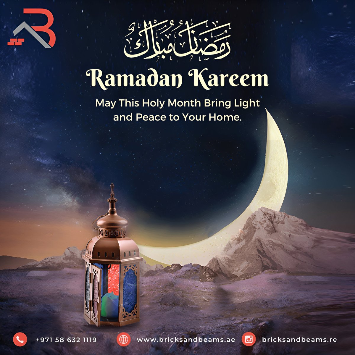 BricksBeams89's tweet photo. Bricks and Beams Real Estate wishes you a blessed and peaceful Ramadan! 🌙✨ May this holy month bring light, joy, and prosperity to your home and loved ones. Let’s embrace the spirit of giving, reflection, and unity as we celebrate this sacred time together. 🤲🏡 #RamadanKareem https://t.co/WQcWyxseyg