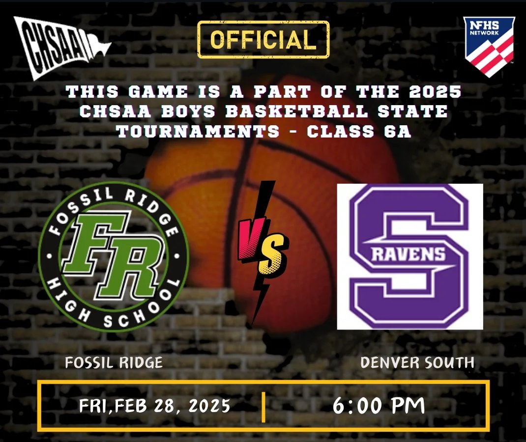 CHSAA Official (@chsaaofficial) on Twitter photo CHSAA Boys Basketball State Tournaments Class 6A
π Fossil Ridge π Denver South
π Friday Feb 28 | 6:00pm
π₯ Live On livesports.insidethegames.live/hsb.php
<a href="/fossilridge_Ath/">Fossil_RidgeAthletics</a> <a href="/DSOUTHBOYSBBALL/">Denver South Boys Basketball</a> <a href="/CoachVValdez/">Vince Valdez</a> <a href="/chrisjcobb_12/">Christian Cobb</a> CHSAA Boys Basketball State Tournaments Class 6A
π Fossil Ridge π Denver South
π Friday Feb 28 | 6:00pm
π₯ Live On livesports.insidethegames.live/hsb.php
<a href="/fossilridge_Ath/">Fossil_RidgeAthletics</a> <a href="/DSOUTHBOYSBBALL/">Denver South Boys Basketball</a> <a href="/CoachVValdez/">Vince Valdez</a> <a href="/chrisjcobb_12/">Christian Cobb</a>