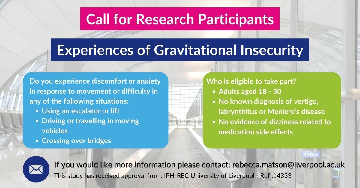 ✨Research Project Alert ✨

Request for participants to take part in this research project which explores how adults experience #GravitationalInsecurity and the impact this has on their day to day lives.

✅ Approval granted by IPH-REC University of Liverpool

Thank you!