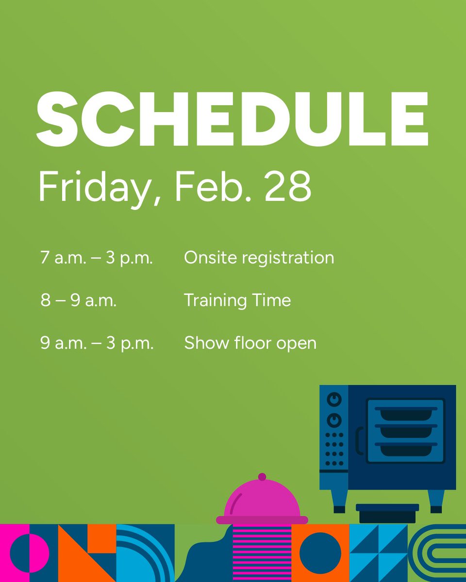 The NAFEM Show (@thenafemshow) on Twitter photo Day 3: Let's do this! It's the final day of #NAFEM25. 💥
Here's a look at today's schedule, including registration and show floor hours. ➡️
#NAFEM25 #AtlantaEvents #FoodserviceSupplies Day 3: Let's do this! It's the final day of #NAFEM25. 💥
Here's a look at today's schedule, including registration and show floor hours. ➡️
#NAFEM25 #AtlantaEvents #FoodserviceSupplies