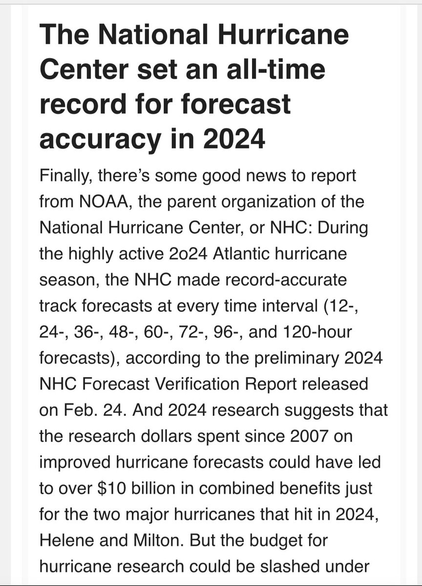 You know why hurricanes have gotten less deadly over the past century? Not because they're less dangerous. Because scientists at NOAA have gotten really good at predicting their tacks, enabling people to get out of harm's way. 

Gutting NOAA will kill people.