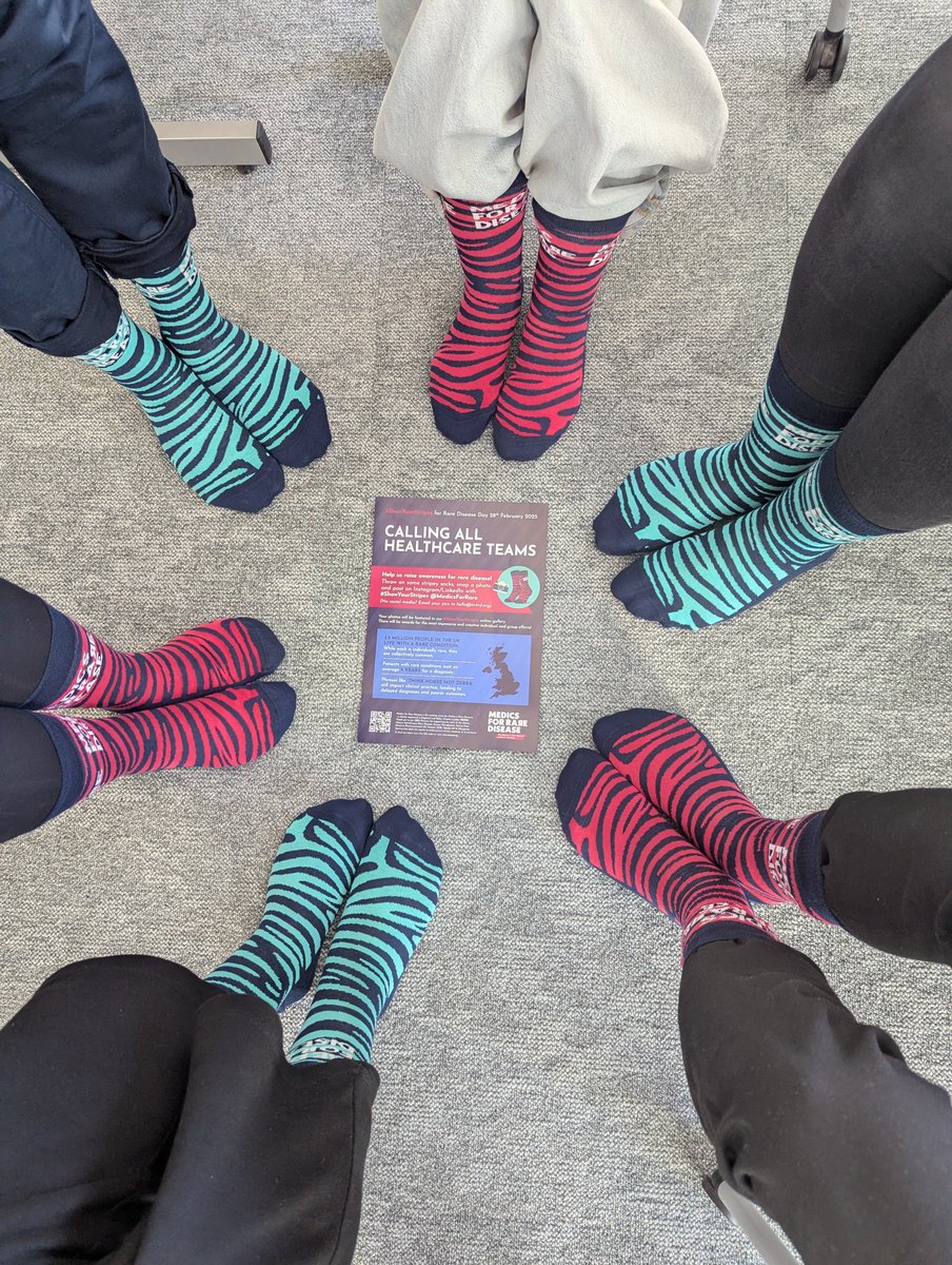 CerebraNetwork's tweet image. In support of #RareDiseaseDay, the Cerebra Network team @unibirmingham have popped on some @MedicsForRare stripy socks and displayed their posters to raise awareness for #raredisease - did you know that 3.5 million people in the UK live with a #RareCondition? #ShowYourStripes