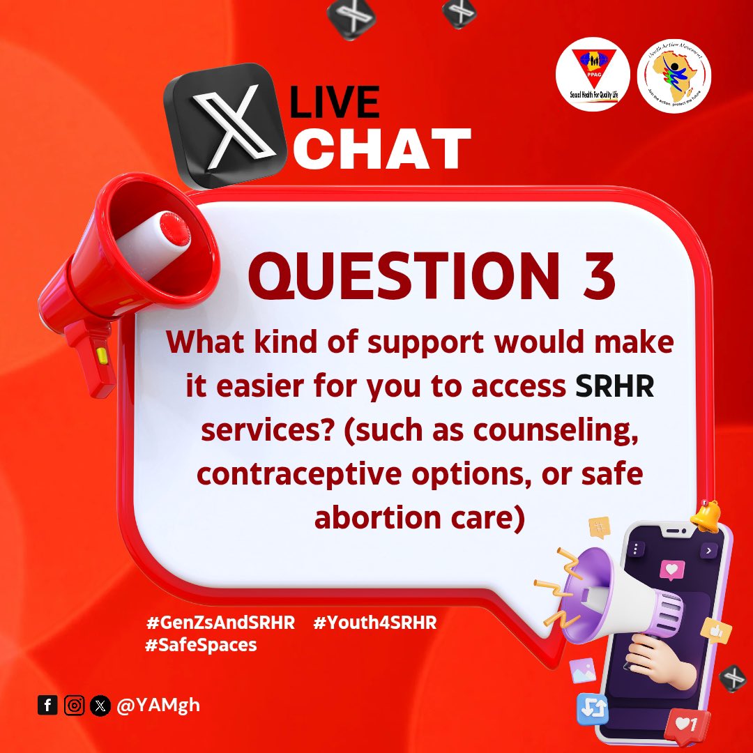 YouthActionMovement (@yamghana) on Twitter photo What kind of support would make it easier for young people to access SRHR services? #GenZsAndSRHR #Youth4SRHR #SafeSpaces <a href="/mohgovgh/">Ministry of Health, Ghana</a> <a href="/PPAGGhana/">Planned Parenthood Association of Ghana (PPAG)</a> What kind of support would make it easier for young people to access SRHR services? #GenZsAndSRHR #Youth4SRHR #SafeSpaces <a href="/mohgovgh/">Ministry of Health, Ghana</a> <a href="/PPAGGhana/">Planned Parenthood Association of Ghana (PPAG)</a>