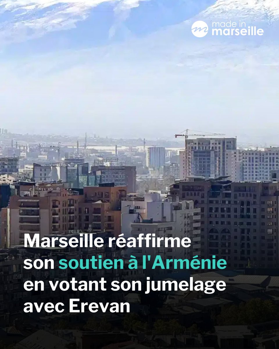 🇦🇲 La Ville de Marseille a voté à l’unanimité son jumelage avec Erevan, capitale de l’Arménie. L’occasion de réaffirmer le soutien de la commune qui compte une importante diaspora arménienne.

➡️ tinyurl.com/33myssks