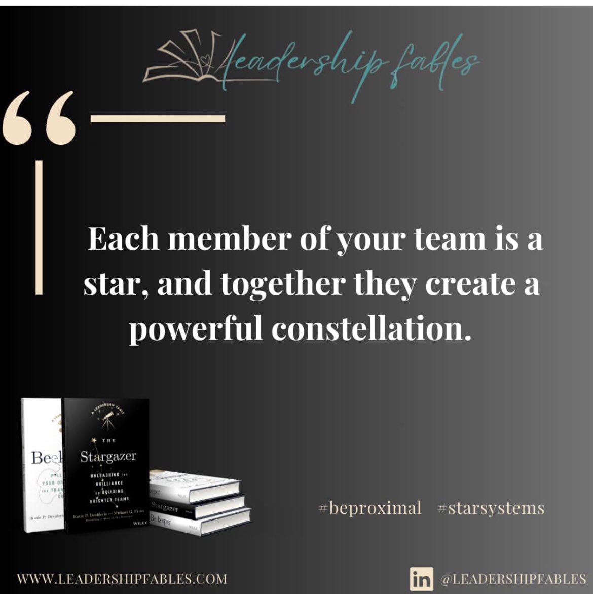 MichaelGFrino's tweet image. Each member of your team is a star, shining with their own unique talents, perspectives, and strengths; a powerful constellation—one that guides the way and illuminates new possibilities! 
⭐️ Pre-order The Stargazer: amzn.to/473u3hs