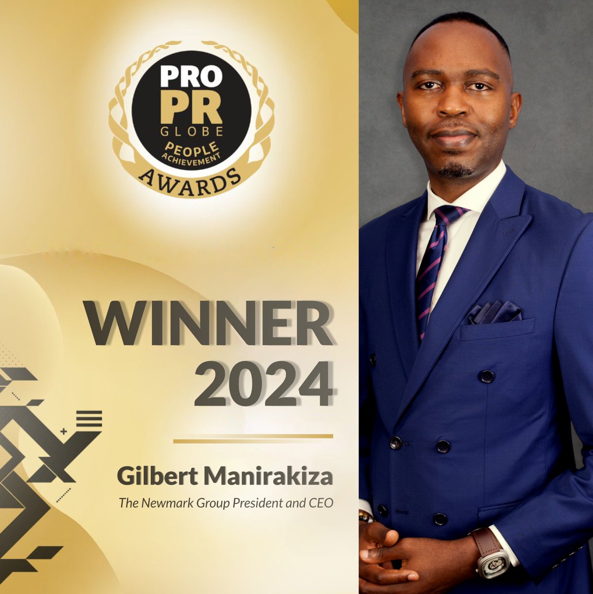A Proud Moment for #TheNewmarkGroup! ✨🎉
We are thrilled to announce that our CEO, Gilbert Manirakiza, has been recognized as a winner of the PRO PR Globe People Achievement Awards 2024! 🏆🥳 Congratulations, Gilbert! 👏
 #PROPRGlobeAwards #AwardWinningLeadership