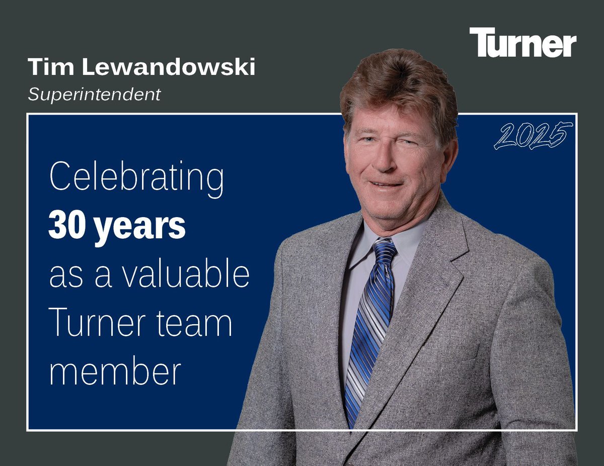 Join us in celebrating our February 2025 milestone anniversary. This month, we are happy to honor Tim for his 30 years of dedication and hard work with Turner. Thank you for your commitment, passion, and valuable contributions.