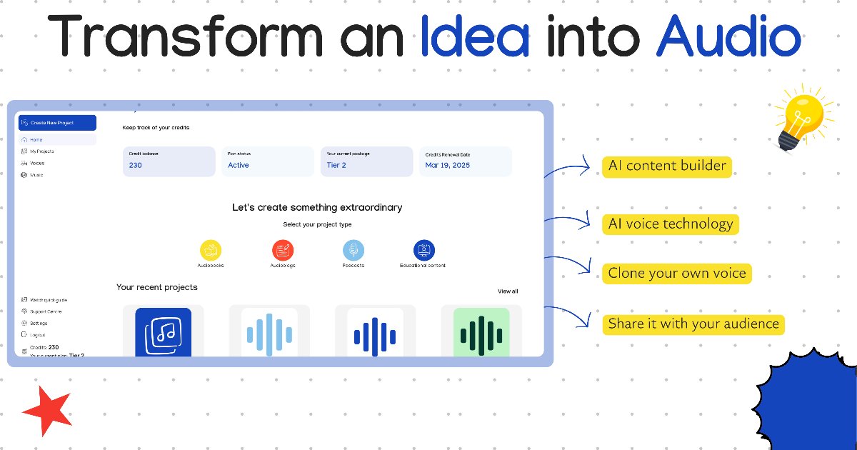 TLLpodcasts's tweet photo. Got an idea? Let it speak.

📣 Podcasts, audiobooks, or just thoughts - https://t.co/tW5OCsPj45 turns text into audio.

#AudioCreation #LaunchPod #CreativityInMotion https://t.co/JAaGzLOKUX