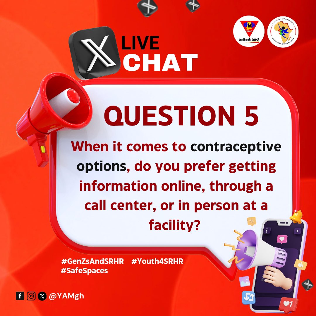 YouthActionMovement (@yamghana) on Twitter photo How do you prefer getting your information on contraceptive options?
#GenZsAndSRHR #Youth4SRHR #SafeSpaces <a href="/PPAGGhana/">Planned Parenthood Association of Ghana (PPAG)</a> <a href="/mohgovgh/">Ministry of Health, Ghana</a> <a href="/yenkasa_gh/">Yenkasa Gh</a> How do you prefer getting your information on contraceptive options?
#GenZsAndSRHR #Youth4SRHR #SafeSpaces <a href="/PPAGGhana/">Planned Parenthood Association of Ghana (PPAG)</a> <a href="/mohgovgh/">Ministry of Health, Ghana</a> <a href="/yenkasa_gh/">Yenkasa Gh</a>