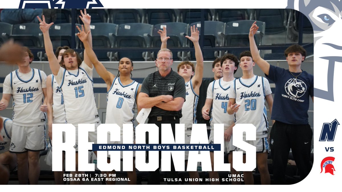 Edmond North Athletics (@north_edmond) on Twitter photo <a href="/ENHSHuskyBall/">Edmond North Men's Basketball</a> will be in Tulsa tonight taking on the Bixby Spartans in the 1st round of the 2025 OSSAA 6A Playoffs! Gametime is 7:30 at the UMAC at Tulsa Union High School! #HuskyNation #uN1ty <a href="/ENHSHuskyBall/">Edmond North Men's Basketball</a> will be in Tulsa tonight taking on the Bixby Spartans in the 1st round of the 2025 OSSAA 6A Playoffs! Gametime is 7:30 at the UMAC at Tulsa Union High School! #HuskyNation #uN1ty