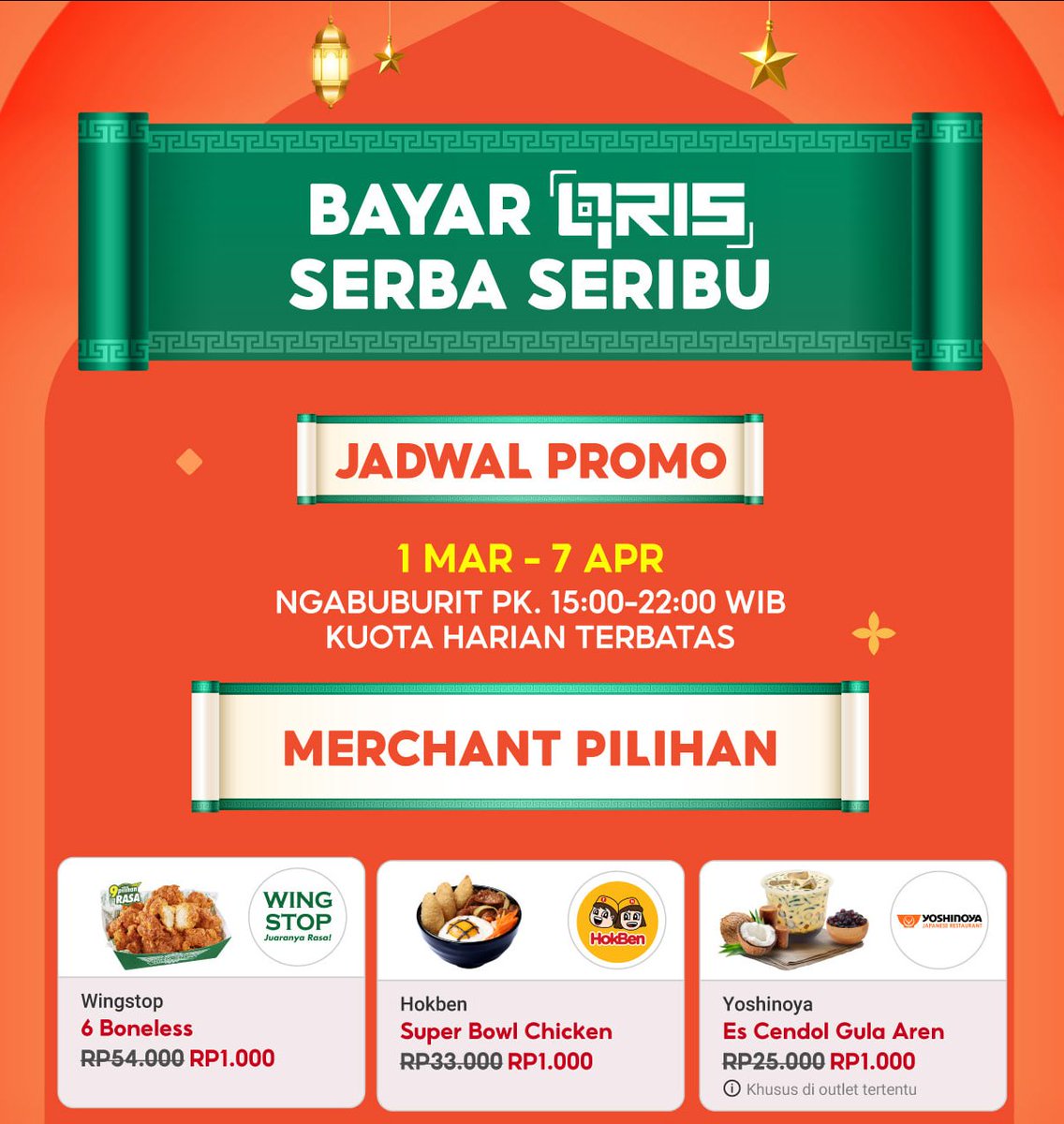 i_m_mortal_'s tweet photo. ShopeePay Gebyar Ramadan
(mulai 1 Mar - 7 Apr)

*Promo pulsa 1k di jam 04:00
*Transfer ke sesama ShopeePay di jam 03-05 &amp; 16-19
*Bayar QRIS Serba Seribu di jam 15:00

Daftar merchant &amp; snk promo cek disini
https://t.co/bTF7dmDHm4 https://t.co/kKGnpmDsZ7