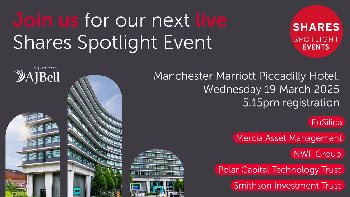 Come along to our Shares Spotlight Event in Manchester on 19 March.

bit.ly/41kQ48O