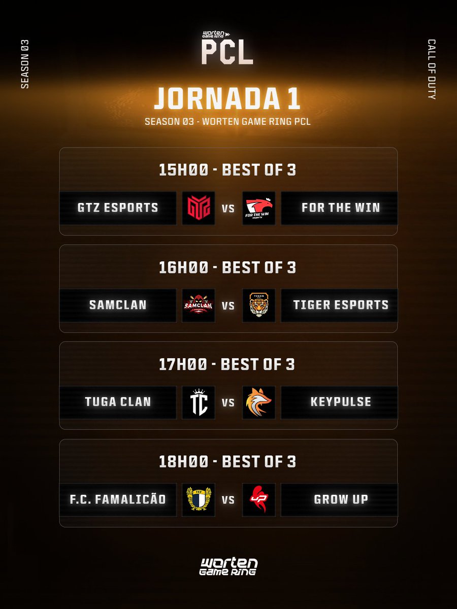 PCL🔸Worten Game Ring (@wgrpcl) on Twitter photo 🔸Jornada 1🔸
A Season 3 da WGRPCL está de volta, com o melhor Call of Duty em 🇵🇹 !
Este Domingo no canal da <a href="/WortenPT/">Worten Portugal</a> na Twitch!😎 🔸Jornada 1🔸
A Season 3 da WGRPCL está de volta, com o melhor Call of Duty em 🇵🇹 !
Este Domingo no canal da <a href="/WortenPT/">Worten Portugal</a> na Twitch!😎