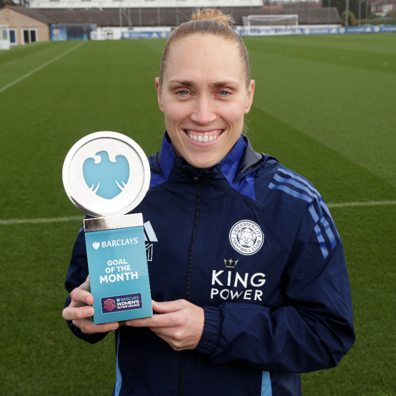 LCFC_Women's tweet photo. Janice has won Goal of the Month! 🥇

The Belgian claims the WSL award for her stunning strike against Aston Villa 👏
