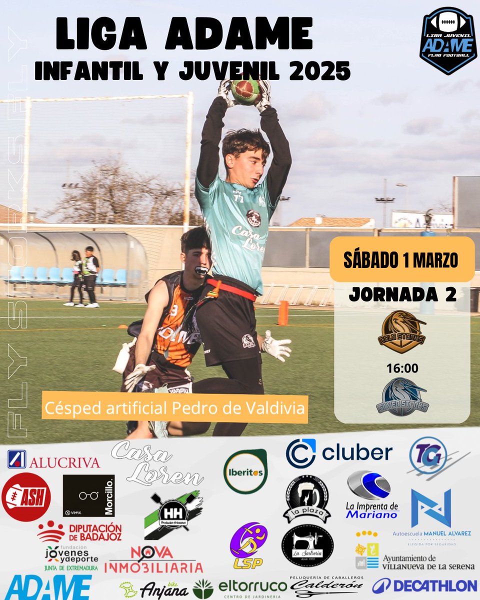 Vva_BlackStorks's tweet photo. Este finde, segunda entrega en la 🏈 Liga Juvenil ADAME:

JORNADA 2️⃣
🏟 Pedro de Valdivia
🕓 #GoldStorks💛 🆚 #SilverStorks🩶

Partido muy interesante para ambos equipos.

✍️ Previa ⤵️
https://t.co/BwR1VFkXuP https://t.co/JY48AHZs95