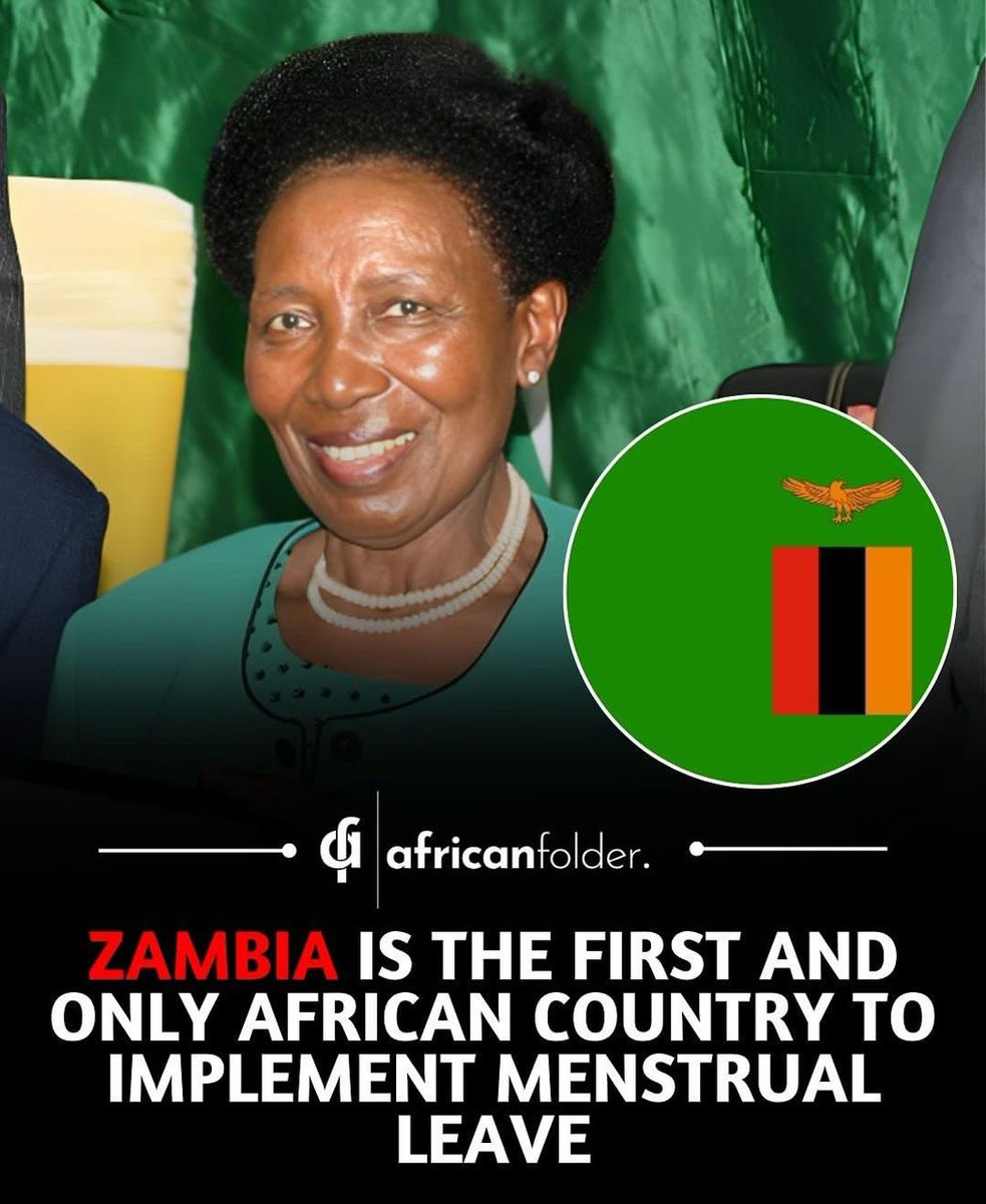 We want to celebrate all the strong women of zambia who have worked hard to see that "Menstruation leave policy is passed.The first country in Africa to implement the policy.i will support women's health, reduce workplace discomfort and promote their effectiveness.