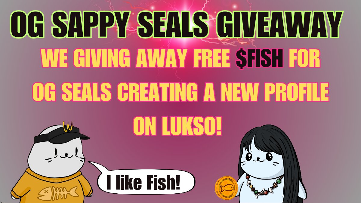 OG Sappy Seals giveaway! Join us on #lukso! Create your new UP profile here  https://t.co/6EfwRDmv7b and post it below! We are giving away $100 worth of  our @LukSeals utiliy token $FISH! 72h