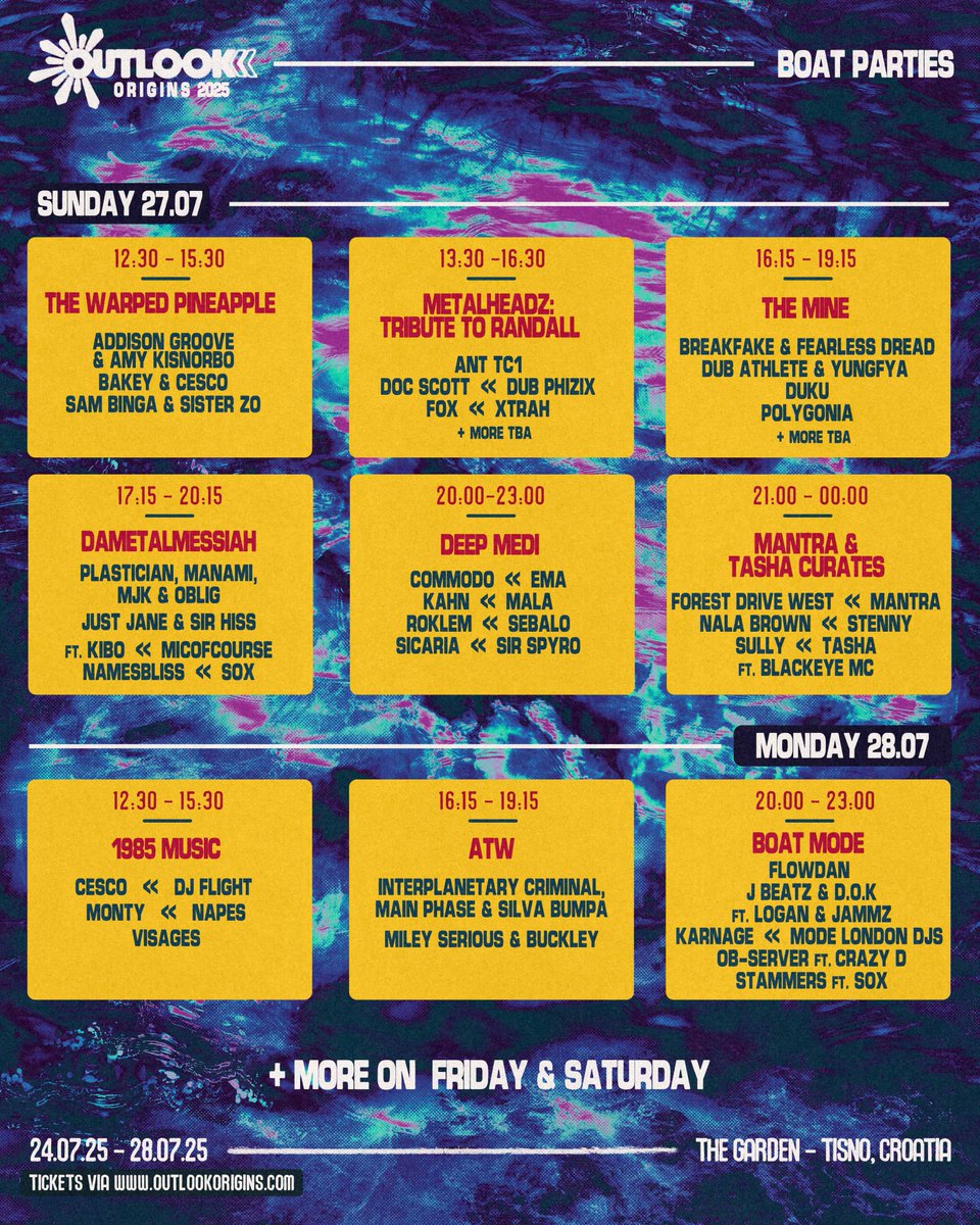 Boat Party Lineup pt.2 Sun/Mon