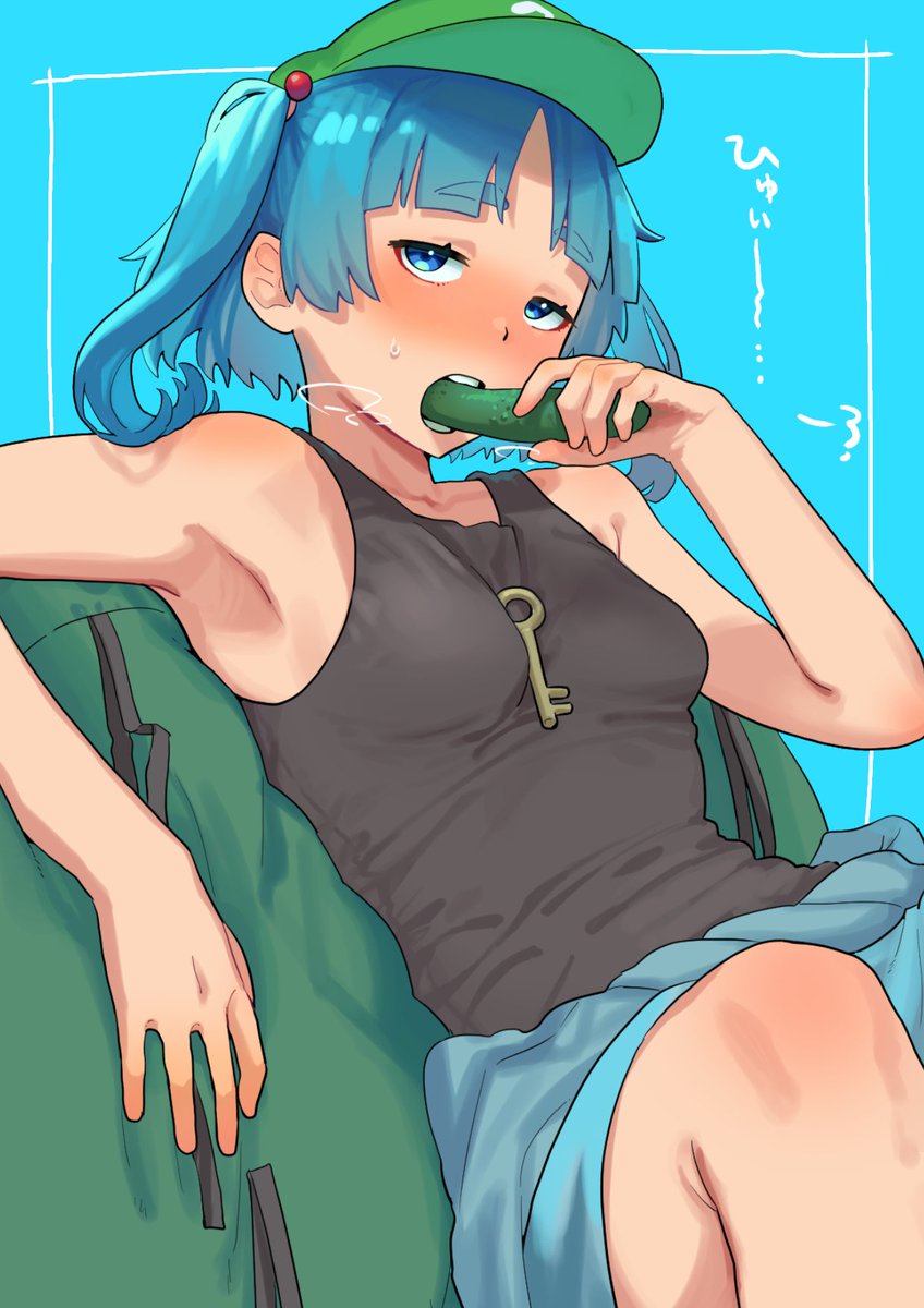 タンクトップ　ワキ gif 河城にとり 「にとりん休憩中 」|そばゆとてんぷらのイラスト