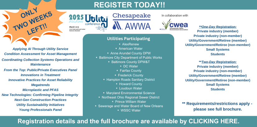 ChesapeakeWEA (@chesapeakewea) on Twitter photo Register Today for the Upcoming Mid-Atlantic Utility Conference!  
Click Here:  ow.ly/y2B750V8eOt Register Today for the Upcoming Mid-Atlantic Utility Conference!  
Click Here:  ow.ly/y2B750V8eOt