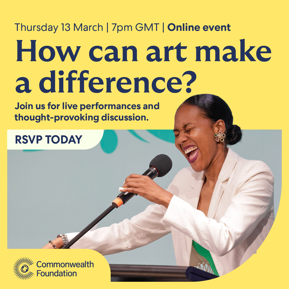 commonwealthorg's tweet photo. Join us for Together We Thrive: Culture and Creativity in Advocacy Across the Commonwealth.

We’ll explore how art continues to drive movements for justice across the Commonwealth with a dynamic blend of live performances, thought-provoking discussions, and expert reflections.

🔗 https://t.co/RAtU5l0Wxm