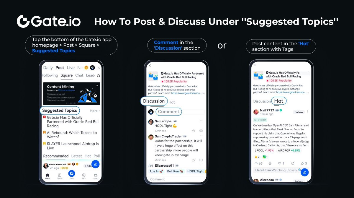 Gate's tweet image. Post and discuss daily &amp;amp; Win up to $200 in 'Suggested Topics'!

Visit Gate.io App 'Post'-'Square' to post or discuss under 'Suggested Topics'👉️ gate.io/post

🎁 You post, we reward! We are waiting for you in #GatePost!

More: gate.io/article/33633
