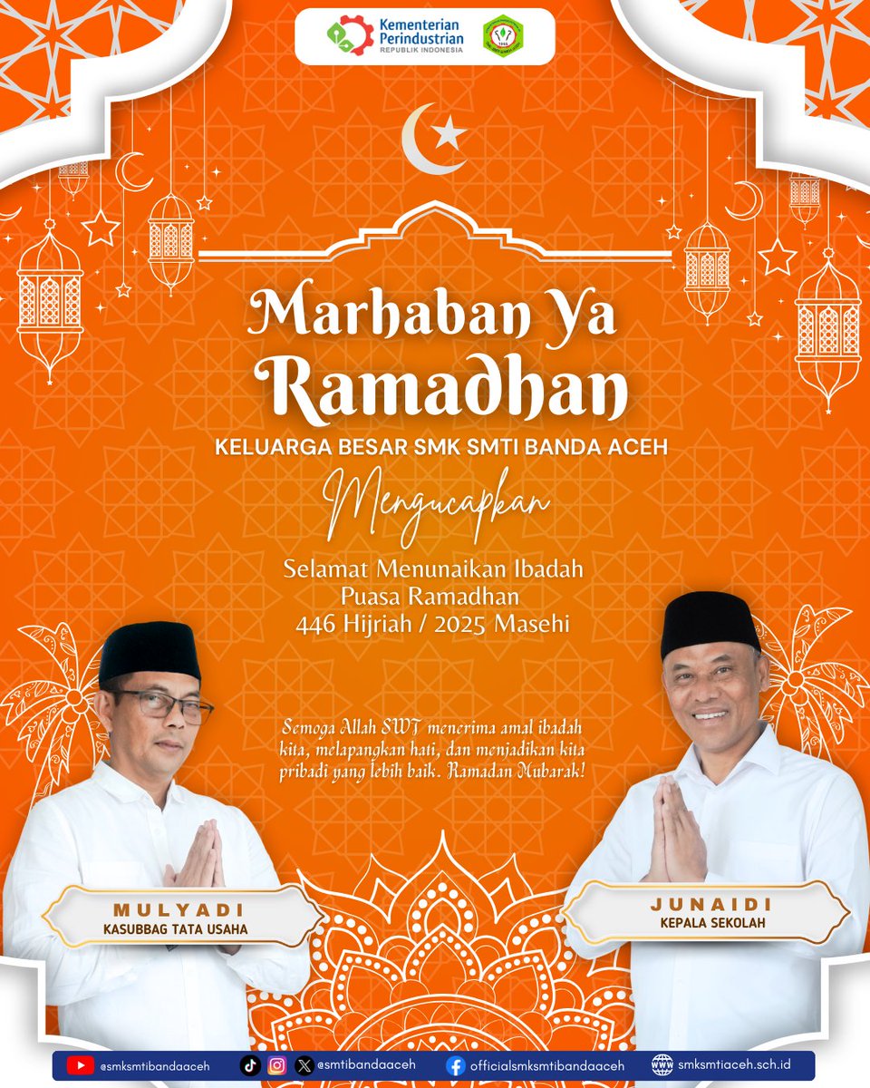 smtibandaaceh's tweet photo. SMK SMTI Banda Aceh mengucapkan Selamat Menunaikan Ibadah Puasa Ramadhan 1446 H https://t.co/zgmTo9mMzU