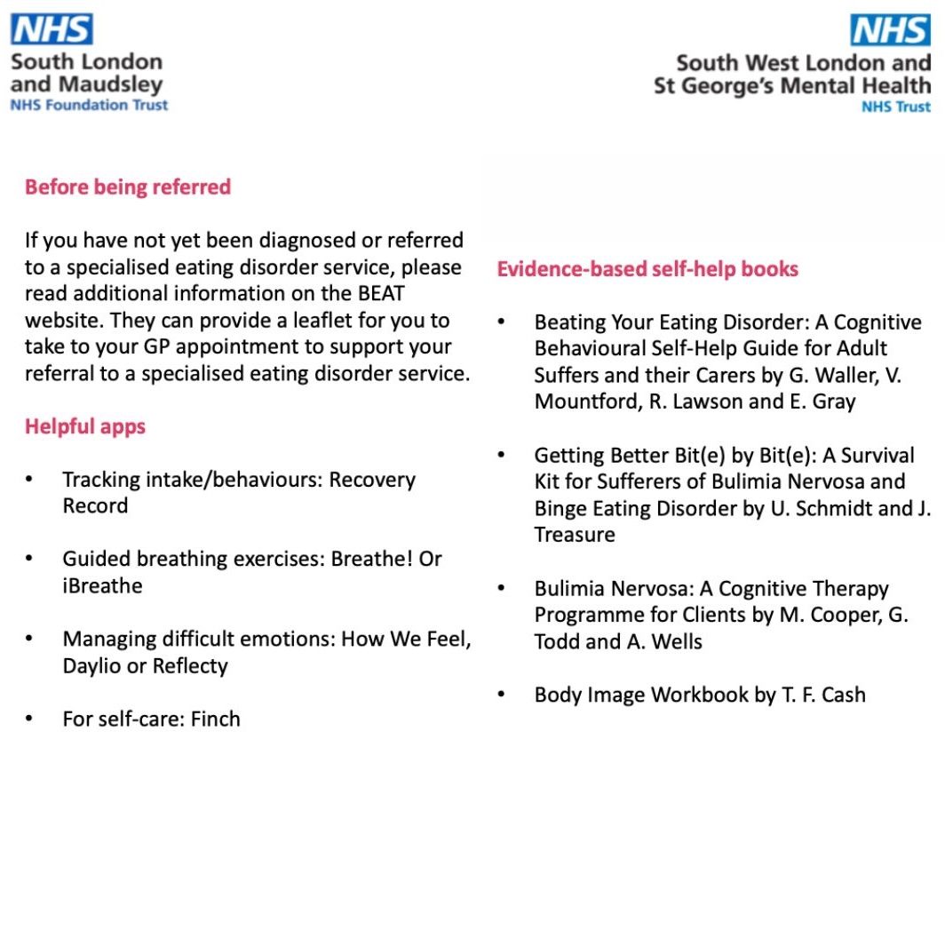 ✨ To wrap up eating disorders awareness week we’re sharing recovery resources created by SLaM in partnership with SWLSTG ✨

Let’s keep the conversation going beyond this week 💜

#EDAW #EatingDisorderAwareness #RecoveryIsPossible