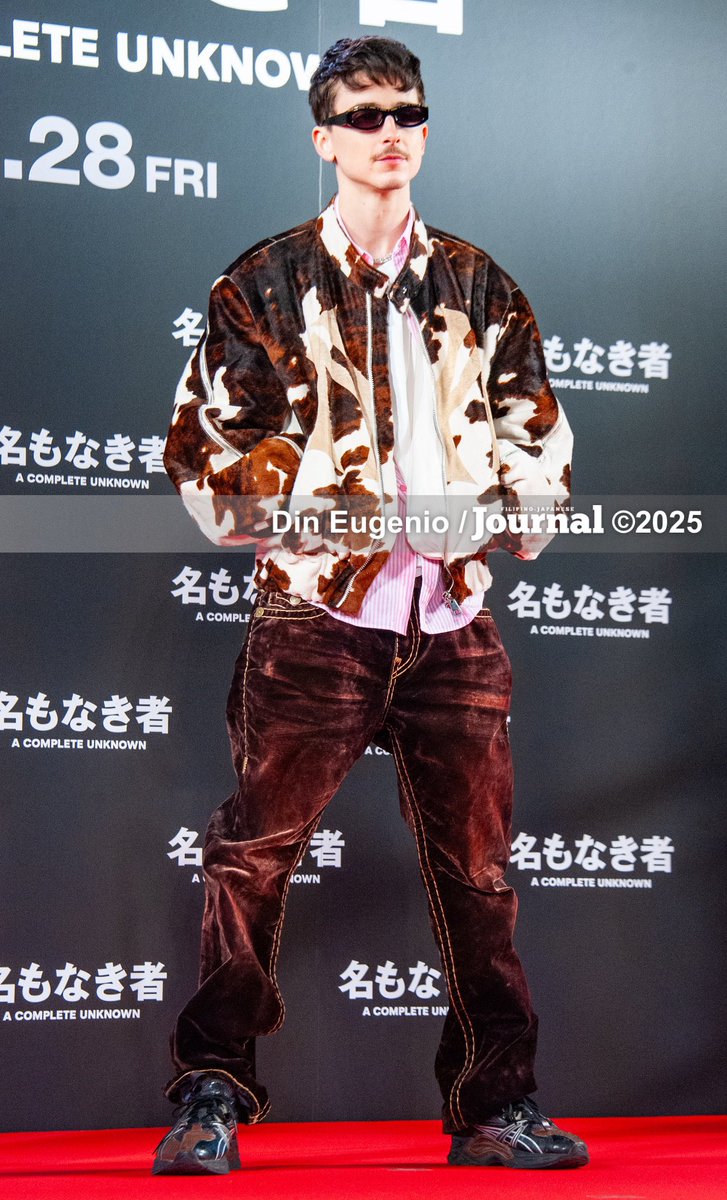 dinnotdean's tweet photo. TOKYO – Timothée Chalamet attends the Japan premiere of “A Complete Unknown” at Azabudai Hills Arena on Feb. 8. The film opens in theaters today. https://t.co/0KyiVDGlxK