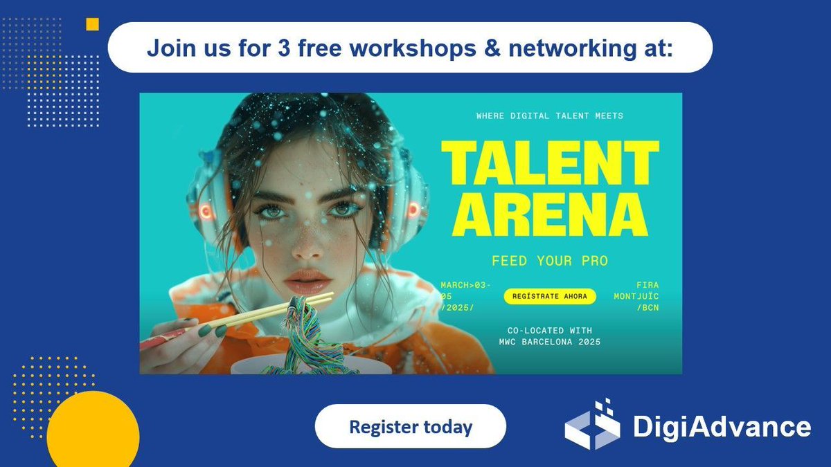 📢 🚀 Last chance to register! 🚀

📅 DigiAdvance's free workshops at Talent Arena (Barcelona):
✅ Mar 3: Data Automation
✅ Mar 4: Generative AI
✅ Mar 5: Cloud Solutions

🔥 Final spots left! Sign up now:
🔗 buff.ly/4gv0mZO

#SMEs #AI #CloudComputing