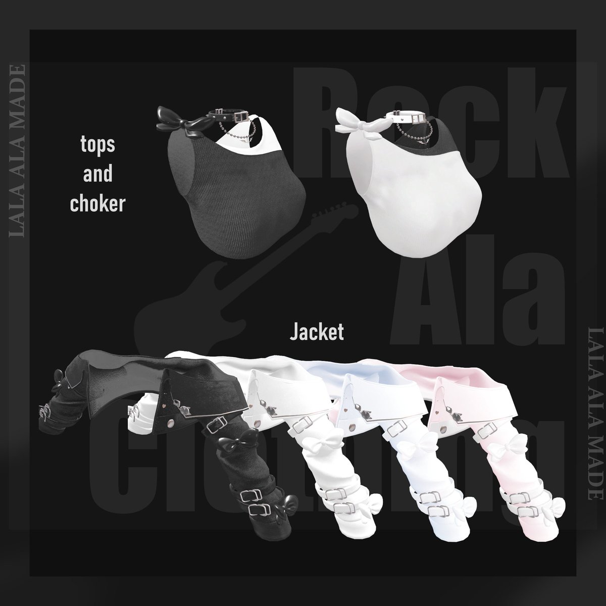 【9アバター対応】Rock ala clothing【VRChat想定】aramodo.booth.pm/items/6596605 ララモより、新しいお洋服を公開しました❣今回もプレゼントキャンペーンをします❣🦇このアカウントをRP＆フォローで抽選で5名様にプレゼント❣✨更にBoothの♡100毎に抽選枠を1名追加します、ギフトもOK✨【2025年3月4日
