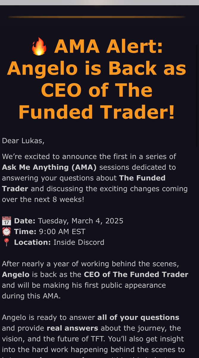 Lukas Stibor (@lukasstibor) on Twitter photo LOL <a href="/savedbyfx/">Angelo Ciaramello</a> s back as CEO of <a href="/thefundedtrader/">The Funded Trader</a> (everybody already forgot what happened). How many proofs do you need that this is just a simulation? 🤣 LOL <a href="/savedbyfx/">Angelo Ciaramello</a> s back as CEO of <a href="/thefundedtrader/">The Funded Trader</a> (everybody already forgot what happened). How many proofs do you need that this is just a simulation? 🤣