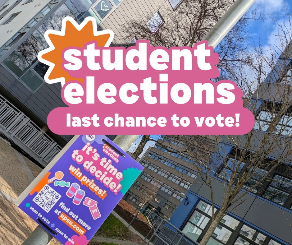 #StudentElections voting closes TODAY at MIDDAY  (Friday 28th Feb) 📣

#VOTE to #WIN #PRIZES including #SUMMERBALL tickets and so much more!

GO GO GO!

🔗 upsu.com/elections/
