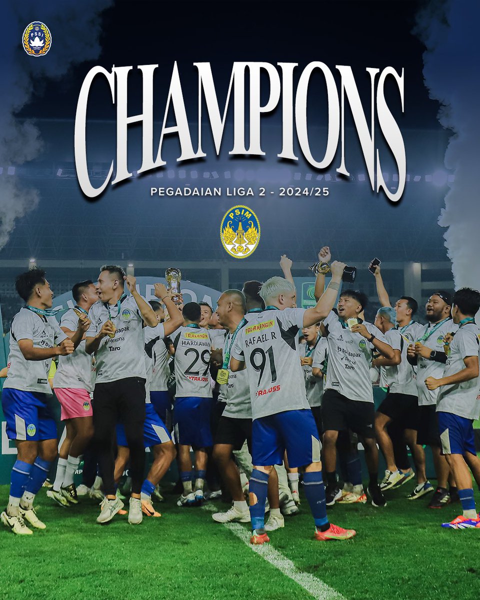 Selamat untuk para juara <a href="/Liga2Match/">Pegadaian Championship</a> yang berhasil promosi ke <a href="/Liga1Match/">BRI Super League</a> 🤝

🏆<a href="/PSIMJOGJA/">PSIM Jogja</a> 

‣ #PSSI