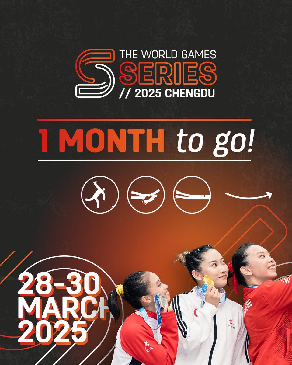 TWG_Series's tweet photo. 🔥 ONE MONTH TO GO! 🔥

The countdown is ON! We’re excited to welcome the world’s elite athletes in Boules Sports, Life Saving, and Underwater Sports to Chengdu this March! ✨ 

The World Games Series is a 3-day competition with qualification spots for #TWG2025! 

#TWGseries https://t.co/EB7Lqs9J6l
