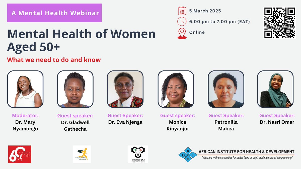 Have you registered? Don't miss the Mental Health of Women Aged 50+ webinar happening on 5th March via zoom.
Registration Link: us06web.zoom.us/webinar/regist…
