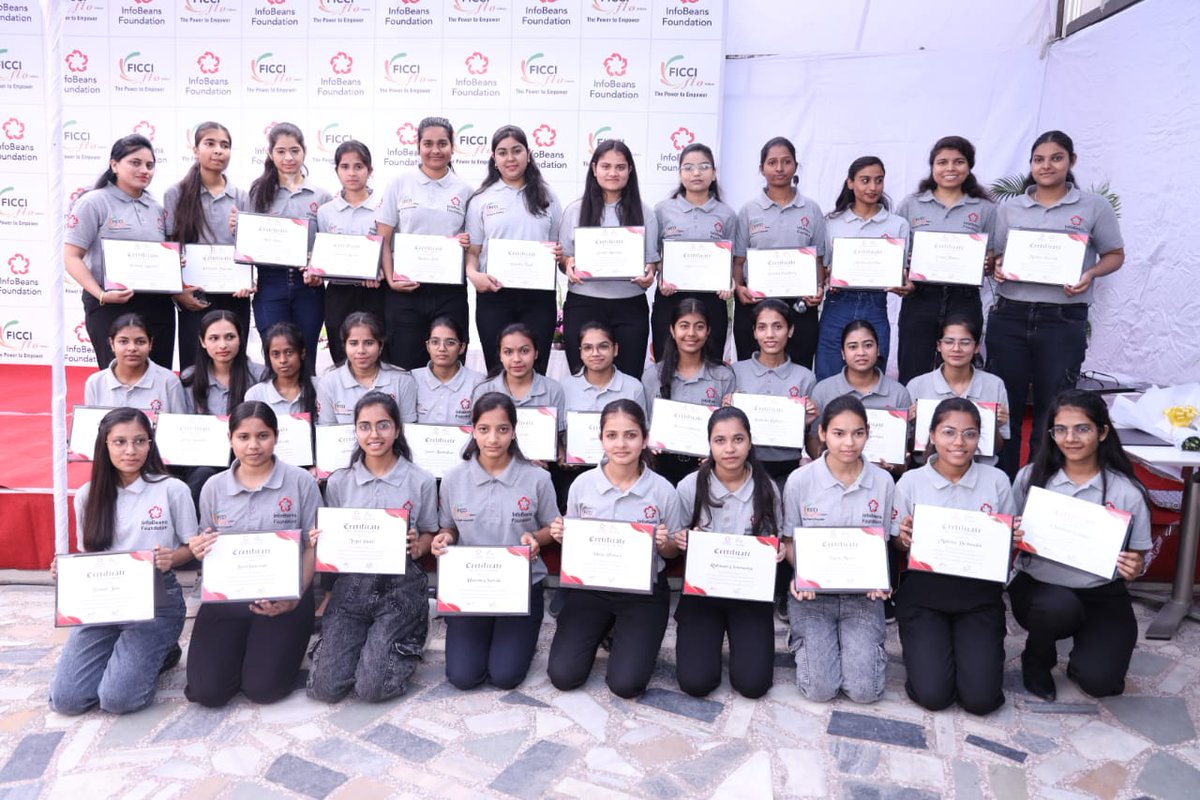 FICCIFLO's tweet photo. FLO Indore, in collaboration with InfoBeans Foundation, trained 40 underprivileged girls in IT skills, with 18 securing jobs in top companies! A proud step towards financial independence & inclusion.
#FLOIndore #WomenInTech #EmpowerHer https://t.co/SxgqeMncPh