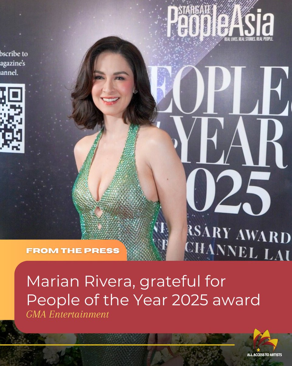 All Access To Artists (@aaartists_) on Twitter photo "Marian Rivera is among the awardees of the People of the Year 2025 given by high society magazine, PeopleAsia."
READ the full <a href="/gmanetwork/">GMA Network</a> article here: gmanetwork.com/entertainment/…
#PeopleoftheYear2025 #PeopleAsia
#MarianRivera #AllAccessToArtists #fAAAmily "Marian Rivera is among the awardees of the People of the Year 2025 given by high society magazine, PeopleAsia."
READ the full <a href="/gmanetwork/">GMA Network</a> article here: gmanetwork.com/entertainment/…
#PeopleoftheYear2025 #PeopleAsia
#MarianRivera #AllAccessToArtists #fAAAmily
