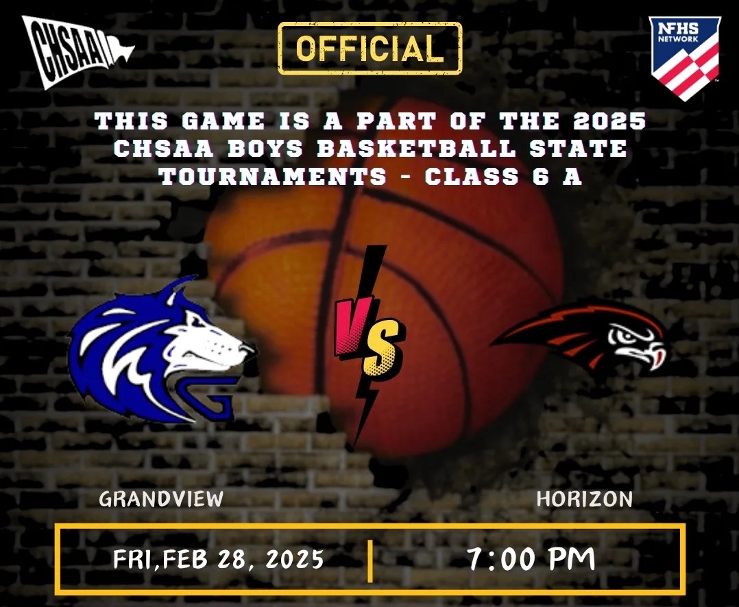 CHSAA Official (@chsaaofficial) on Twitter photo CHSAA Boys Basketball State Tournaments Class 6A
π Grandview π Horizon
π Friday Feb 28 | 7:00pm
π₯ Live On livesports.insidethegames.live/hsb.php
<a href="/GHSWolvesHoops/">Grandview Boys Hoops</a> <a href="/ghswolvessports/">Grandview Athletics</a> CHSAA Boys Basketball State Tournaments Class 6A
π Grandview π Horizon
π Friday Feb 28 | 7:00pm
π₯ Live On livesports.insidethegames.live/hsb.php
<a href="/GHSWolvesHoops/">Grandview Boys Hoops</a> <a href="/ghswolvessports/">Grandview Athletics</a>